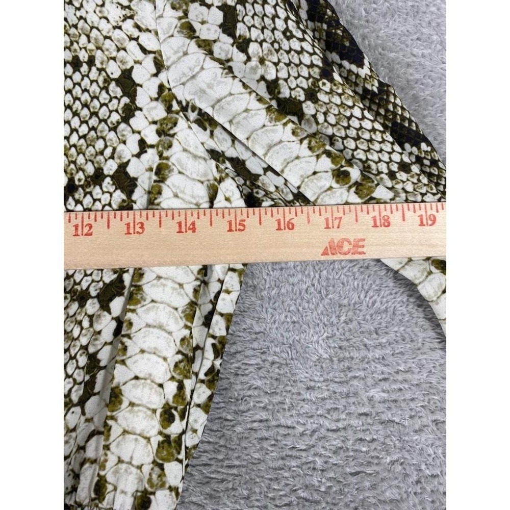 J‎ Crew Midi Dress Womens XS Green Snake Print Smocked Waist Tiered Long Sleeve - Picture 4 of 5
